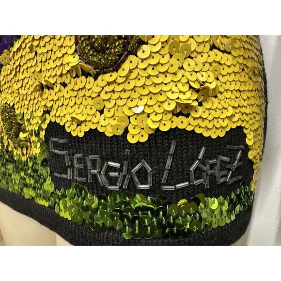 SEMPLICE Sergio Lopez women size small pullover black sweater sequins and beads - Picture 5 of 8